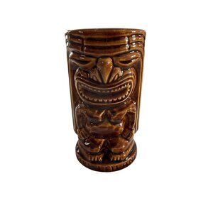 Tiki Leilani Mug Double Sided Brown Glazed Souvenir